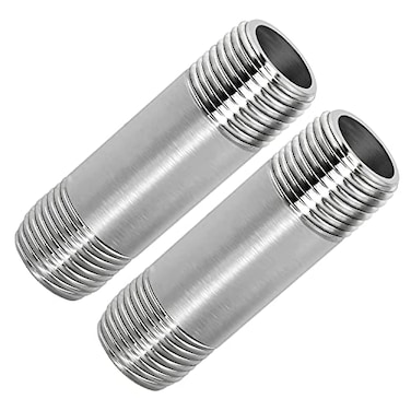 Fitvell 304 Stainless Steel Nipple Pipe Fitting 34 NPT X 34 NPT Male Thread Cast Pipe Fittings 2 50mm Length pack of 2