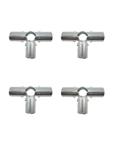 FLEXKEA 4 Pcs 4 Way Pipe Connector Clamp Fittings Galvanized Steel 1 OD 254 mm Bolts and Nuts Included