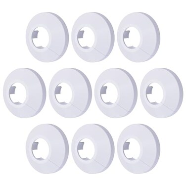 FOCMKEAS 10Pcs Pipe Cover Decoration Fit 09825mm Pipe PP Plastic Flangen Water Pipe Cover Decoration Escutcheon Pipe Collar for Wall Pipe Tube Decoration White