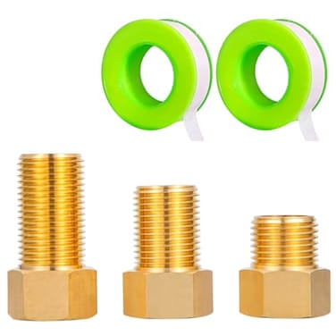 FullMayPro Brass Pipe Fitting 12 Female to 12 Male Pipe Nipple Extension Connector Hex Bushing Adapter Set with Teflon Tape Length 30MM40MM50MM 3PCS