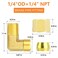 GASHER 10PCS Brass 90 Degree Elbow Compression Tube Pipe Fitting Connector 14 Tube OD x 14 NPT Male Connector