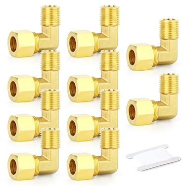 GASHER 10PCS Brass 90 Degree Elbow Compression Tube Pipe Fitting Connector 14 Tube OD x 14 NPT Male Connector