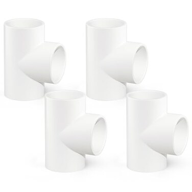 GASHER 4PCS PVC Pipe Fitting 2 PVC 3 Way Tee Furniture Grade Pipe Socket Fittings For Home or Industrial