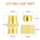 GASHER 5PCS Brass Compression Tube Pipe Fitting Connector Straight Coupling Adapter 12 Tube OD x 38 NPT Male Connector