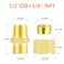 GASHER 5PCS Brass Compression Tube Pipe Fitting Connector Straight Coupling Adapter 12 Tube OD x 38 NPT Male Connector