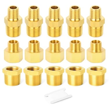 GASHER 6PCS Brass Pipe Fitting Hex Bushing Reducer Adapter Reducing Hex Nipple 12 Inch NPT x 38 Inch NPT