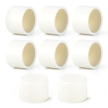 GASHER 8PCS PVC Pipe Fitting 2 PVC Pipe End Cap Plug Adapter Furniture Grade Pipe Plug Socket Fittings For Home or Industrial