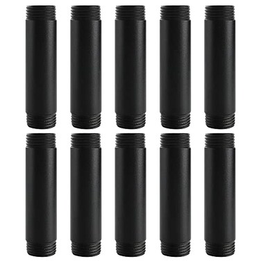 Home Expert 34x 4 Black Painted Industrial Pipe 10 Pack Malleable Cast Iron Heavy Duty Pre Cut Metal Threaded Gray Fitting for Vintage Style DIY Project