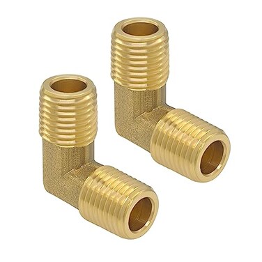 Hooshing 14 Inch NPT Elbow 90 Degree Street Elbow 14 NPT Male to 14 NPT Male Thread Brass Pipe Fitting 2 Pack