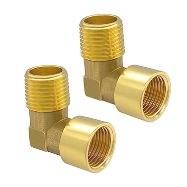 Hooshing 2PCS 90 Degree Street Elbow 12 NPT Male to 12 NPT Female Brass Pipe Fitting