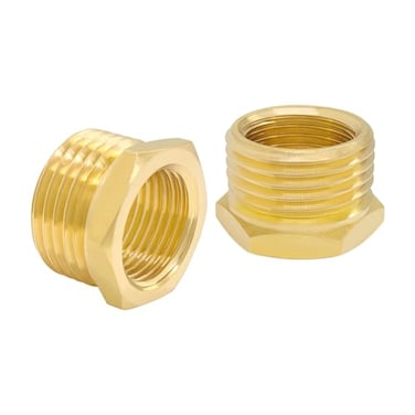Hooshing 2PCS Brass Reducing Hex Bushing 34 NPT Male to 38 NPT Female Reducer Pipe Convert Adapter