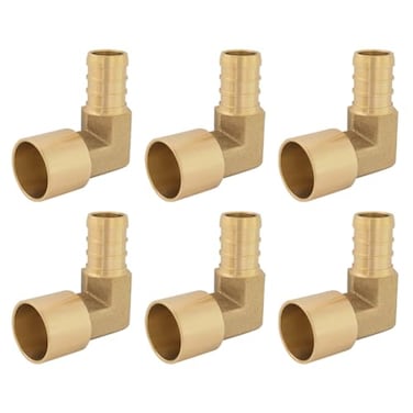 Hooshing 6PCS Pex 12 x 12 Female Sweat 90 Degree Elbow Adapter Brass Copper to PEX Fittings ONLY for PEX B pipes