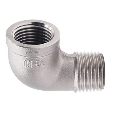Horiznext stainless steel NPT 12 elbow fitting 90 degree with both male and female thread connecting water pipe air hose pvc tube cast coupling 1 pc