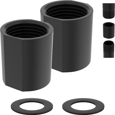 iFealClear 2PCS Brass Pipe Fitting Shower Coupling G12 x G12 Female Thread Converter Adapter for Bathroom Pipes Hose Extender Home Plumbing Black