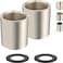 iFealClear 2PCS Brass Pipe Fitting Shower Coupling G12 x G12 Female Thread Converter Adapter for Bathroom Pipes Hose ExtenderHome Plumbing Extra Washer Brushed Nickel
