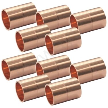 Joywayus 10PCS 38 ID Copper Coupling with Dimple Stop Straight Sweat Pipe Fitting Pressure Plumbing Solder Connection