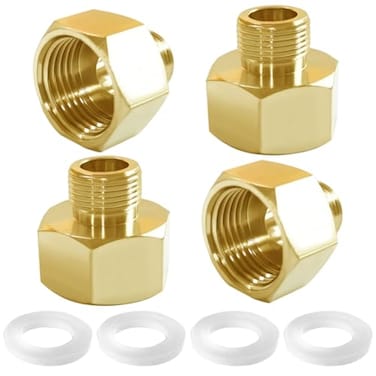 Joywayus 12 G Female to 38 Compression Male Thread Pipe Fitting Brass Reducer Faucet Connector Water Hose Adapter Supply Line Adapter for RV Kitchen Bathroom Plumbing 4PCS