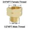Joywayus 2PCS 34 NPT Thread Female 12 NPT Thread Male Hexagon Brass Pipe Fitting Adapter