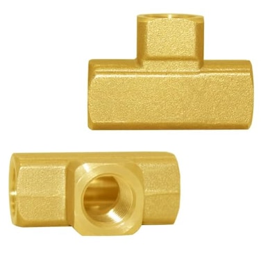 Joywayus 2PCS Brass Tee Pipe Fitting 38 x 38 x 38 NPT Female Barstock 3 Way Hose Fitting