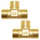 Joywayus Brass Pipe Fitting Barstock Tee 3 Way NPT 12 x 12 x 12 Hose Fitting Pack of 2