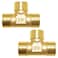 Joywayus Brass Pipe Fitting Barstock Tee 3 Way NPT 12 x 12 x 12 Hose Fitting Pack of 2