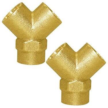 Joywayus Brass Pipe Fitting Yshaped 14 NPT Female x 14 NPT Female x 14 NPT Female Connector 3way Fitting Coupler Adapter Pack of 2