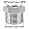 Joywayus Stainless Steel Hex Head Bushing Reducer Pipe Fitting 34 NPT Male 38 NPT Female Pack of 2