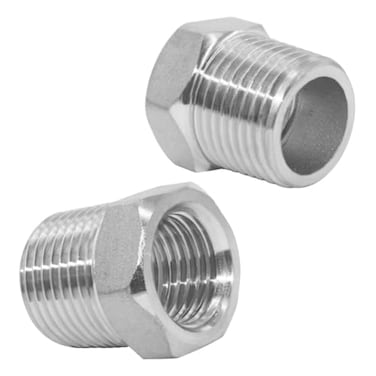 Joywayus Stainless Steel Hex Head Bushing Reducer Pipe Fitting 38 NPT Male 14 NPT Female Pack of 2