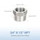 Kodilin 10PCS 304 Stainless Steel Reducer Hex Bushing 34 NPT Male x 12 NPT Female Reducing Pipe Fitting Adapter