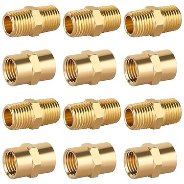 KOOTANS 12pcs Brass Pipe Fitting NPT Hex Nipple Coupling 14 x 14 NPT Male Pipe 14 x 14 NPT Female Pipe Fittings Set 6 Nipple 6 Coupling
