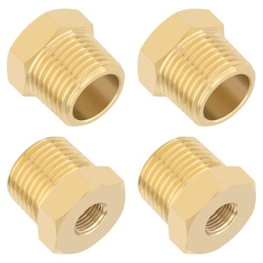 KOOTANS 4pcs Heavy Duty 12 NPT Male Thread to 18 NPT Female Thread Brass Reducer Hex Bushing Brass Fitting Pipe Hose Tube Adapter Convert