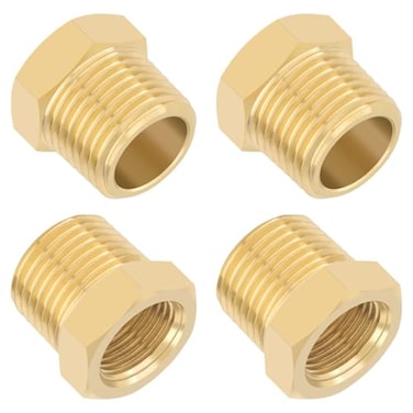 KOOTANS 4pcs Heavy Duty 12 NPT Male Thread to 38 NPT Female Thread Brass Reducer Hex Bushing Brass Fitting Pipe Hose Tube Adapter Convert