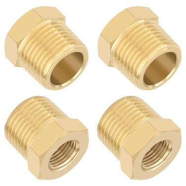 KOOTANS 4pcs Heavy Duty 38 NPT Male Thread to 18 NPT Female Thread Brass Reducer Hex Bushing Brass Fitting Pipe Hose Tube Adapter Convert