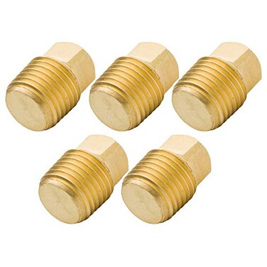 Legines Solid Brass Pipe Fitting 18 NPT Male Square Head Plug 5 pcs