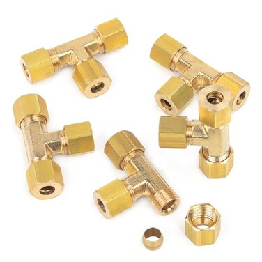 LTWFITTING 14Inch OD Compression TeeBrass Compression FittingPack of 5
