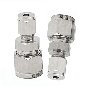 Yoebor Metalwork 304 Stainless Steel Reducing Compression Tube Fitting Reducer Union 12 OD x 38 OD 2 Pcs
