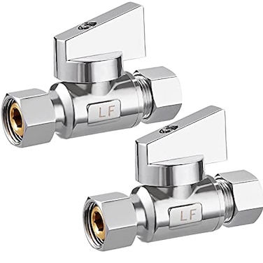Minimprover 2 Pack Chrome Brass 38 Comp FIP x 38 Inch Compression MIP Quarter Turn Water Straight Angle Stop Add on Valve