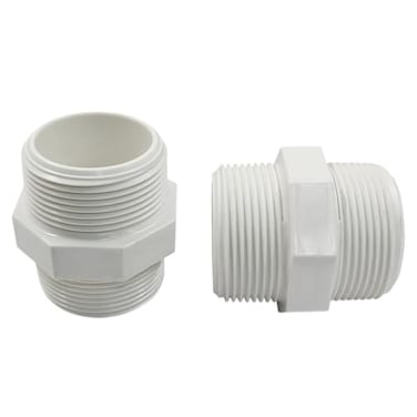 Murtenze Pipe Fitting G112 Male Thread Hex Nipple Versatile Hose Connector for Water Tanks PVC Plastic White Finish Pack of 2