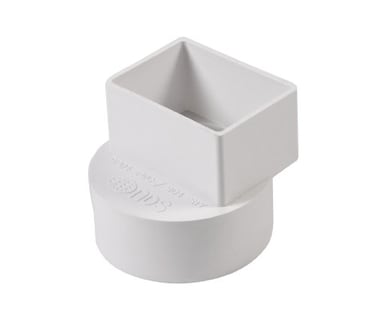 NDS 9P04 PVC Offset Downspout Adapter Connects 2X3Inch Downspout to 4Inch Sewer and Drain Pipe White