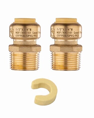 EFIELD Pack of 2 Push fit 12 Inch x 34 Inch Male Adapter Push to Connect Pex Copper CPVC with a Disconnect ToolPF0262PCS