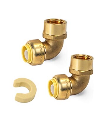 EFIELD Pack of 2 Pushfit 12 x12 FNPT Female Threaded Elbow Fittings Push to Connect Pex CPVC 12 Inch with a Disconnect ClipPF1232PCS