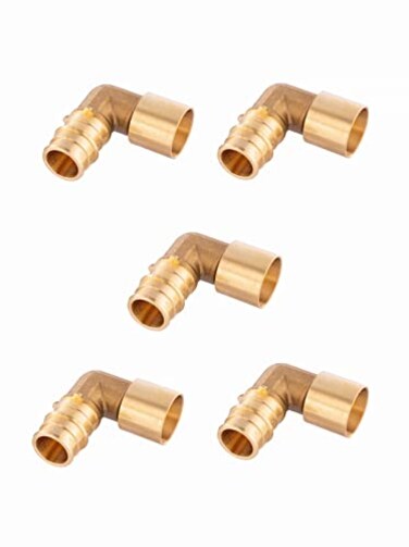 EFIELD Pack of 5 Pex A Full Flow Expansion Brass Fittings 12x 12 Female Sweat Elbow Adapter ASTM F1960PEX19601215PCS