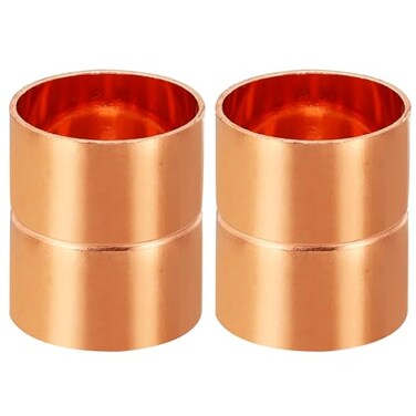 PATIKIL 118 Inch ID Copper Coupling Fittings 2 Pcs Rolled Tube Stop Straight Pipe Fitting Welding Joint for HVAC Air Conditioning Plumbing Refrigeration