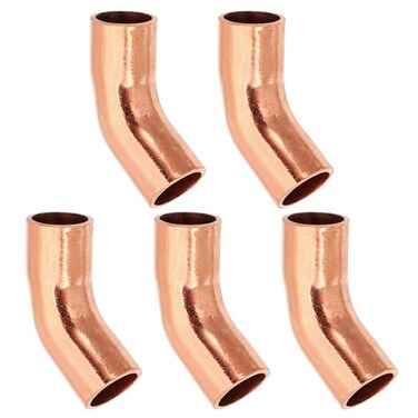 PATIKIL 14 ID 08mm Thick Elbow Copper Fitting 5pcs 999 Pure Copper 45 Degree Pipe Fitting Short Radius Tube Connector with Sweat Solder Connection for HVAC Refrigeration System