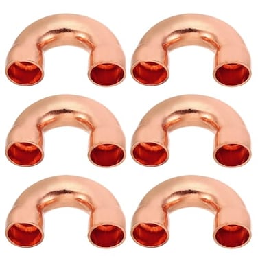 PATIKIL 38 Inch ID Copper Pipe Fittings 6 Pcs 180 Degree Return Bend Copper Pipe Sweat Welding Solder Connection for HVAC Air Conditioning Hydraulic