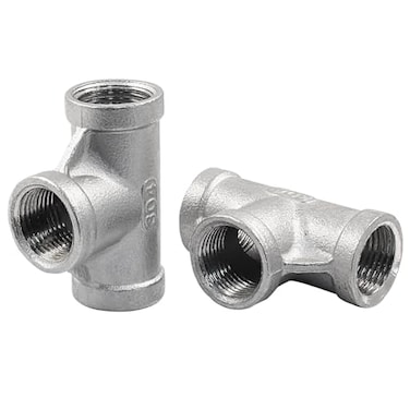 PHITUODA 2 PCS 38 Inch Female NPT Tee Pipe Adapter Cast Pipe Fitting Stainless Steel 3Way T Shaped Pipe Fitting Adapter