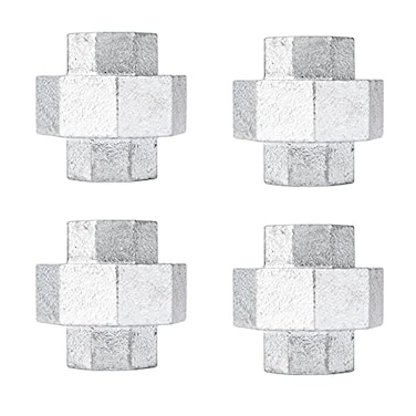 PIPE DECOR PIPE DCOR 34 in Authentic Galvanized Malleable Iron Union 4 Pack for DIY Pipe Furniture Building and Regular Plumbing Applications
