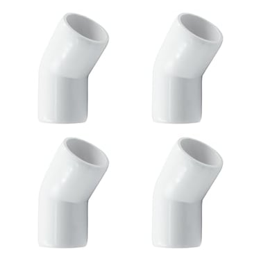 Piutouyar 4 Pcs 1 Inch 45 Degree Elbow PVC Pipe Fitting 2 Way Furniture Grade Pipe Connector PVC Elbow Fitting Pipe Corner Connector for DIY Shelf Garden Support Structure
