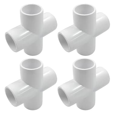 Piutouyar 4 Pcs 12 Cross Elbow PVC Pipe Fitting 4 Way Furniture Grade Pipe Connector PVC Elbow Fitting Pipe Corner Connector for DIY Shelf Garden Support Structure