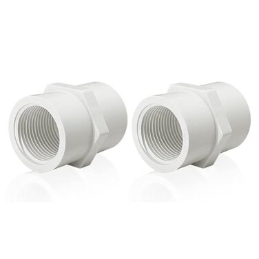 Ptazucv 2Pcs White PVC Pipe Fittings 2 NPT Female Thread PVC Pipe Fitting Adapter Connector PVC Female Threaded Pipe Coupling Socket x NPT Female Sch40